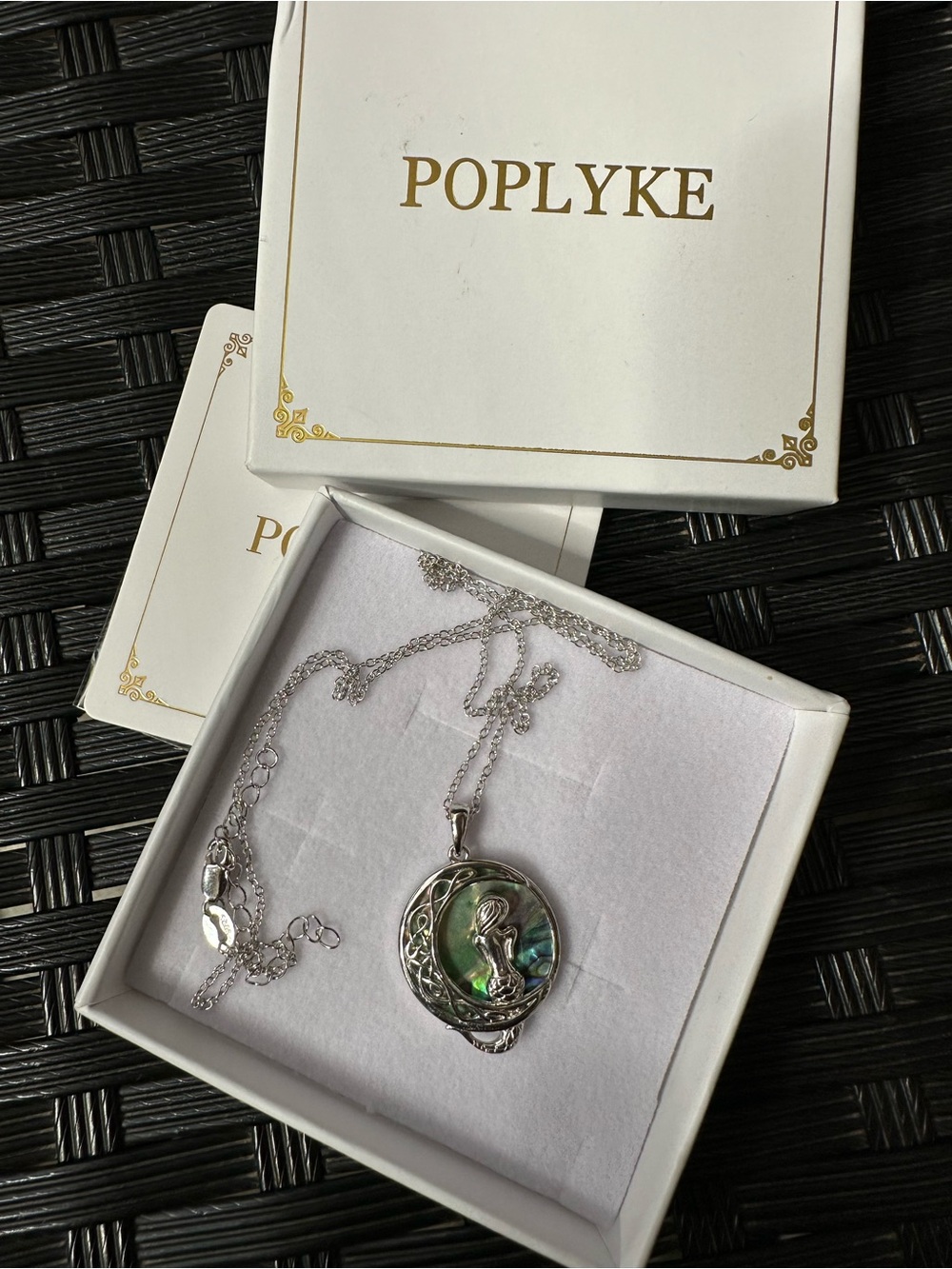 Sterling Silver Abalone Mermaid Pendant Necklace from poplyke